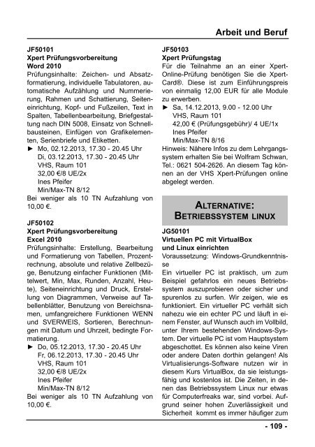 Semester II/2013 - Volkshochschule