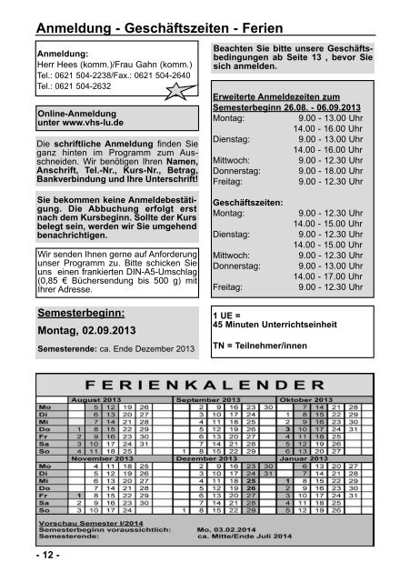 Semester II/2013 - Volkshochschule