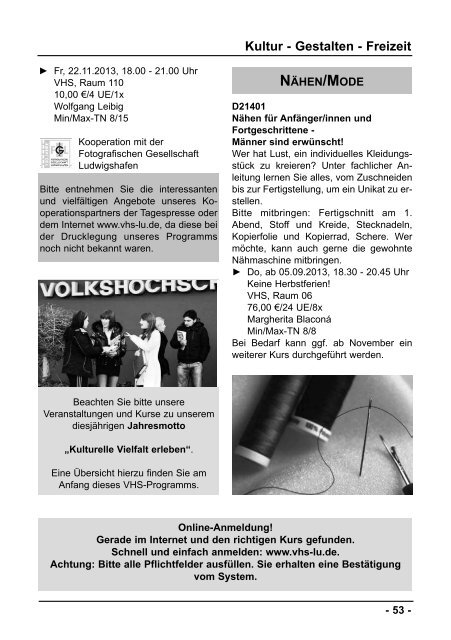 Semester II/2013 - Volkshochschule