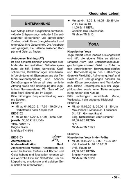 Semester II/2013 - Volkshochschule