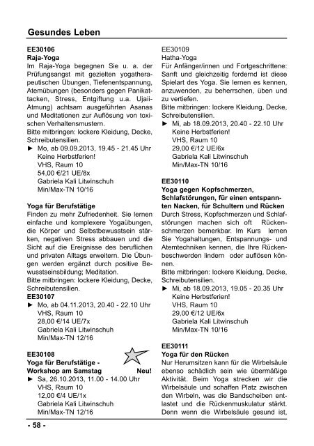 Semester II/2013 - Volkshochschule