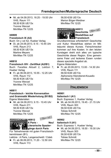 Semester II/2013 - Volkshochschule