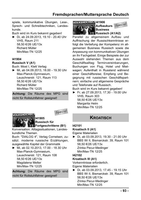 Semester II/2013 - Volkshochschule