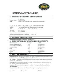 MATERIAL SAFETY DATA SHEET LENCIA - Earth Basics