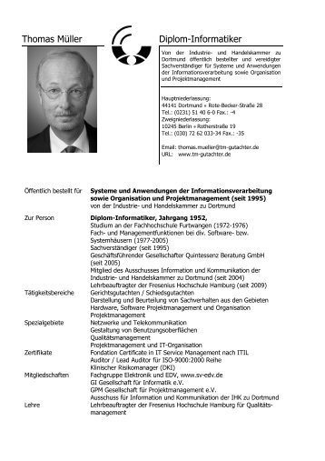 Thomas MÃ¼ller Diplom-Informatiker - Fachgruppe Elektronik und EDV