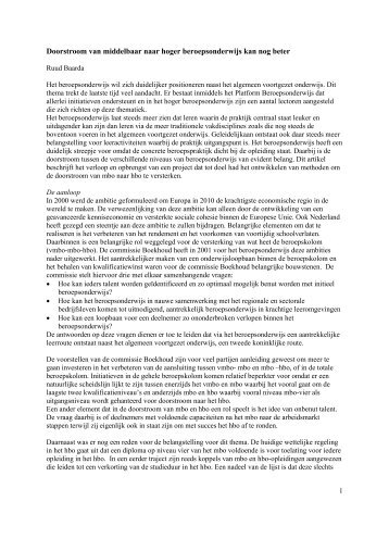 Doorstroom van middelbaar naar hoger beroepsonderwijs kan nog ...