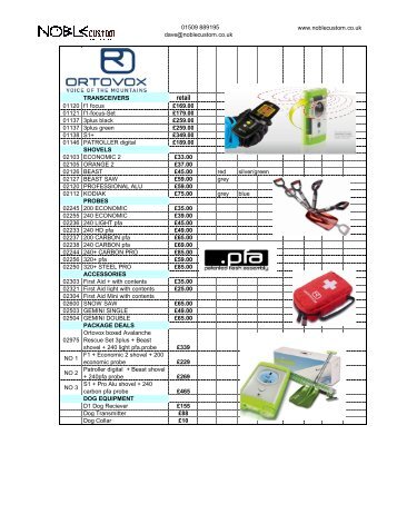 2012 Pricelist retail.xlsx - Noble Custom Distribution