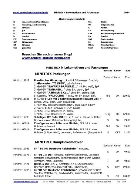 Minitrix N Lokomotiven und Packungen - Zentral-Station-Berlin