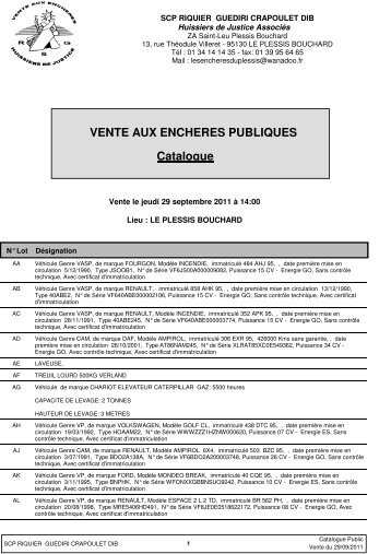 Catalogue VENTE AUX ENCHERES PUBLIQUES - Artcover