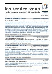 les rendez-vous - Association des anciens élèves de l'IAE de Paris