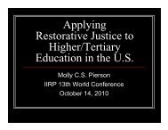 Applying Restorative Justice to Higher/Tertiary Education in ... - IIRP