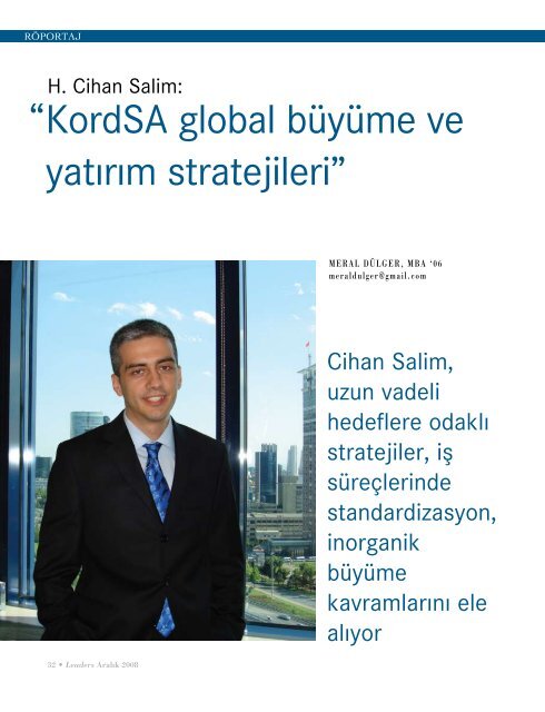 Kordsa Global Büyüme ve Yatırım Stratejileri - Boğaziçi Üniversitesi