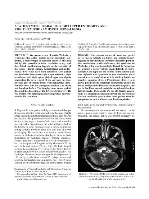 CAS CLINIQUE / CASE REPORT - Lebanese Medical Journal