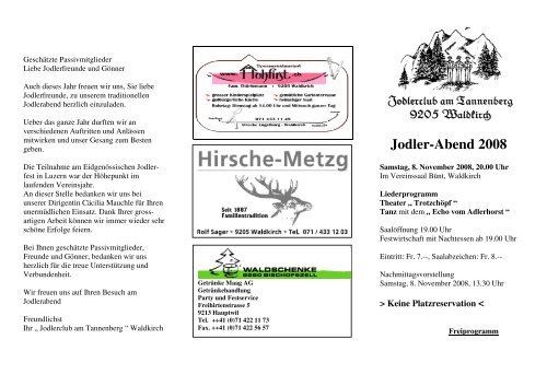 Jodler-Abend 2008 - Jodlerclub Waldkirch