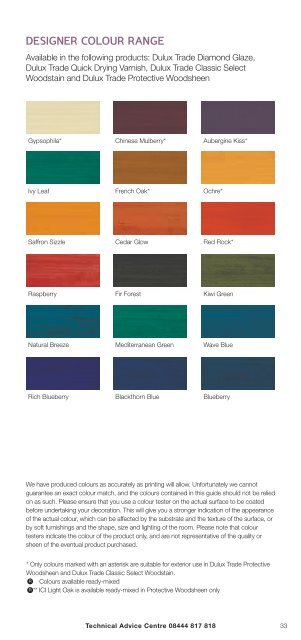 Dulux Opaque Colour Chart