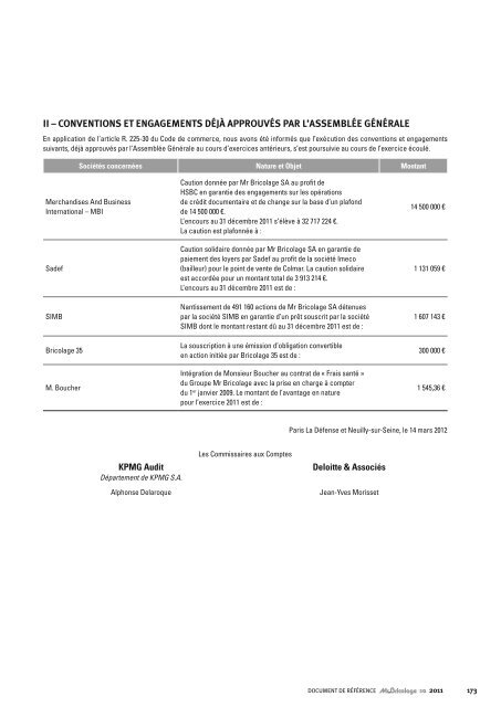 Document de rÃ©fÃ©rence au 31 dÃ©cembre 2011 - Groupe Mr.Bricolage