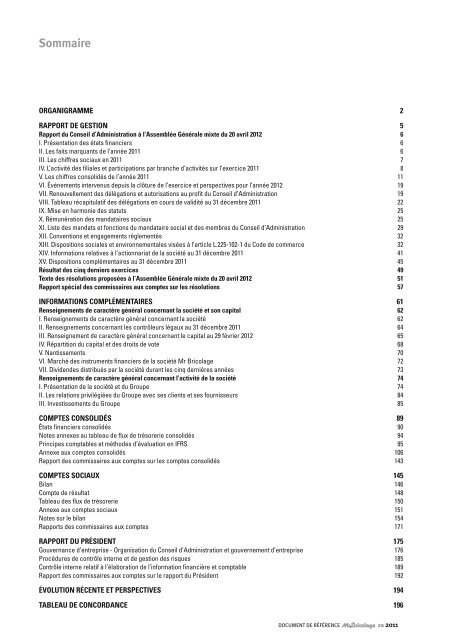 Document de rÃ©fÃ©rence au 31 dÃ©cembre 2011 - Groupe Mr.Bricolage