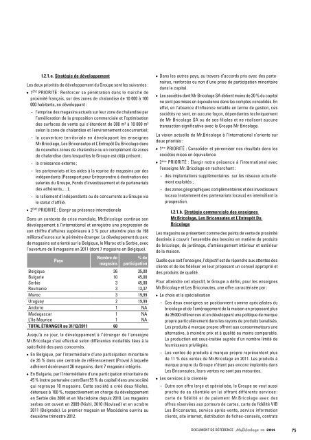 Document de rÃ©fÃ©rence au 31 dÃ©cembre 2011 - Groupe Mr.Bricolage