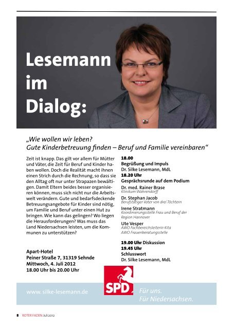 Roter Faden Ausgabe 07 2012 - SPD-Ortsverein Sehnde