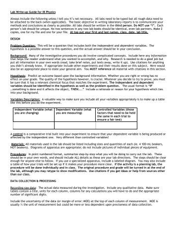 Perfect ib physics lab report
