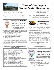 Town of Farmington Senior Center Newsletter