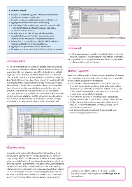 A Casir egy adattÃ¡rhÃ¡z-alapÃº informÃ¡ciÃ³szolgÃ¡ltatÃ³ ... - T-Systems