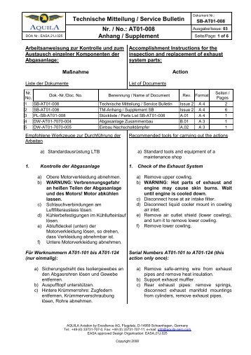 Technische Mitteilung / Service Bulletin Nr. / No ... - AQUILA Aviation