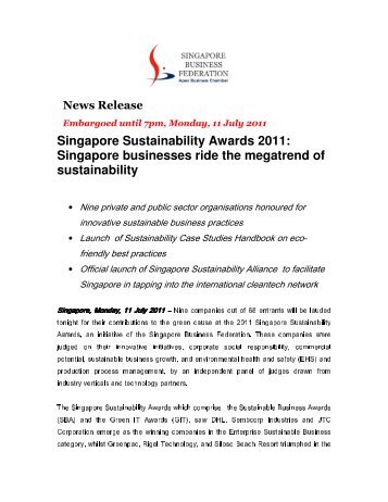 Singapore Sustainability Awards 2011 - SBF Download Area