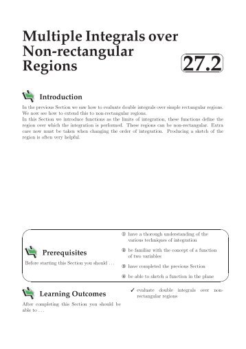 Multiple Integrals over Non-rectangular Regions 27.2 Introduction