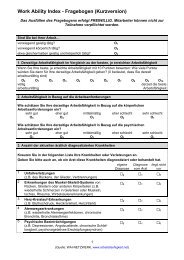 Work Ability Index - Fragebogen (Kurzversion) - WAI
