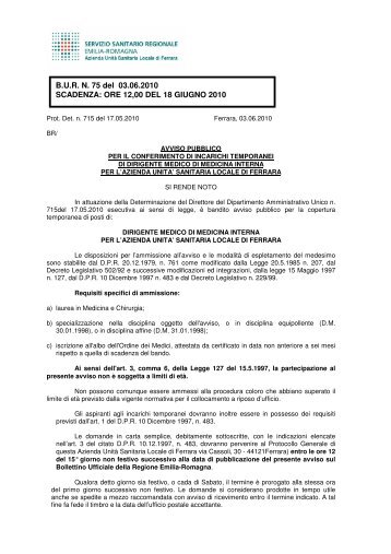 AV_ DirMed Interna_sc180610.pdf - Azienda USL di Ferrara