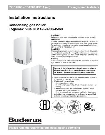 Installation instructions GB142 - USA/CA - Buderus