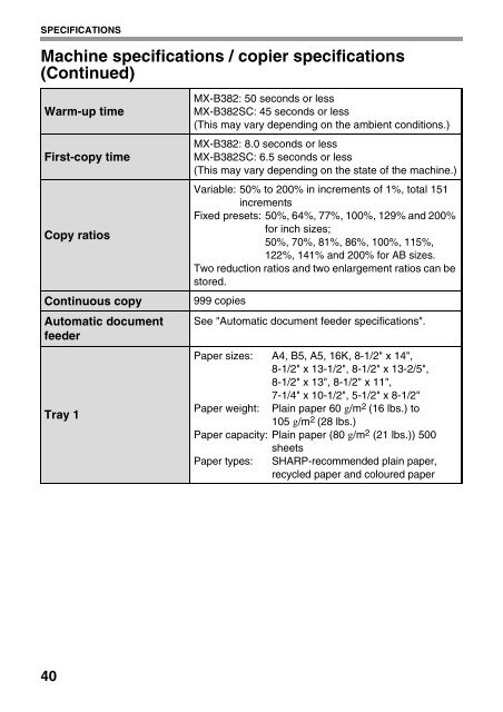 MX-B382/SC Operation-Manual Start-Guide GB - Sharp