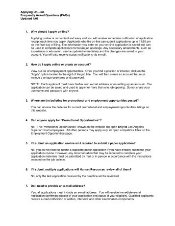 Applying On-Line Frequently Asked Questions (FAQs) Updated 1/08 ...