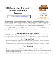 Oklahoma State University Dietetic Internship Program - College of ...