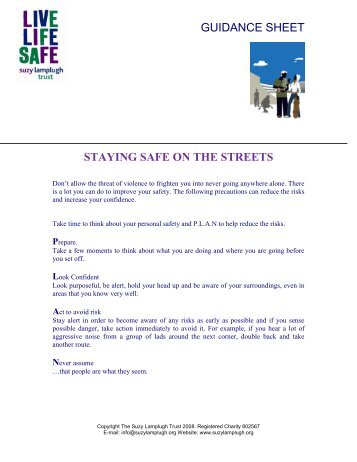 Staying Safe on the Streets - Suzy Lamplugh Trust