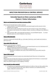 (ESBL) Patient / Visitor Information - Infection Control