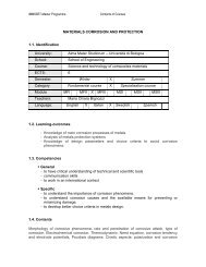 Materials Corrosion and protection - Erasmus Mundus - UPV