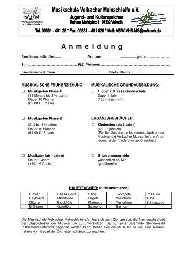 2012 Anmeldung Vordruck fÃ¼r Internet5 - SBO Volkach