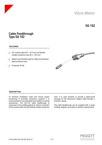 SG 102 Cable Feedthrough Type SG 102 - Vibro-Meter