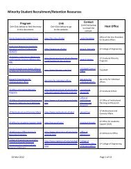 Minority Student Recruitment/Retention Resources - Office of ...