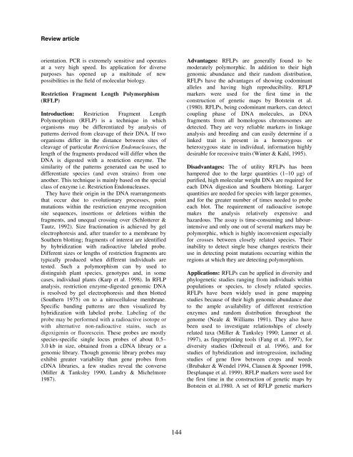 Potential of Molecular Markers in Plant Biotechnology - ResearchGate