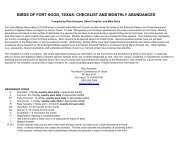 Checklist of Birds - Fort Hood