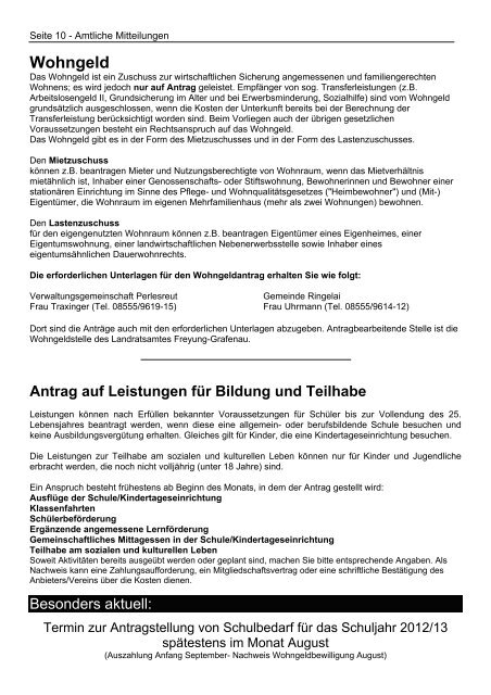Auszug aus der Sitzung vom 14.06.2012 - Perlesreut