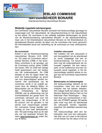 informatieblad commissie natuurbeheer bonaire - Openbaar ...