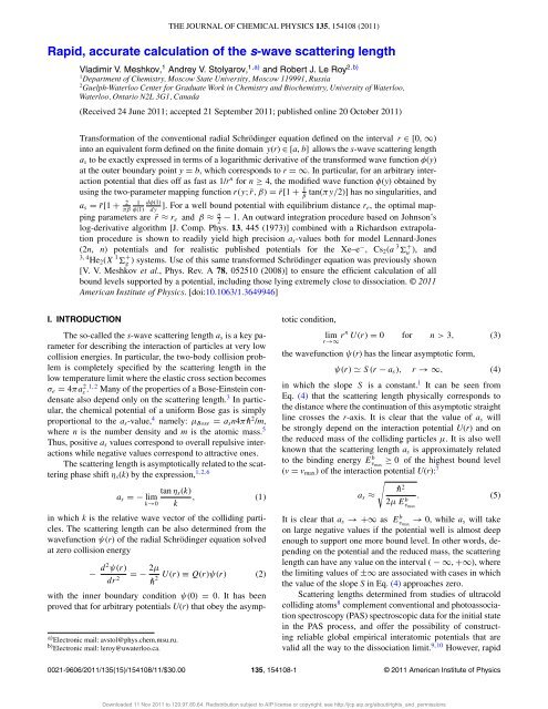 Rapid, accurate calculation of the s-wave scattering length