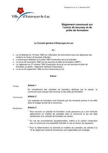 règlement bourses études - Estavayer-le-Lac