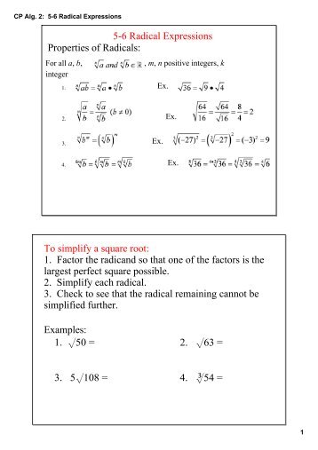 CP Alg. 2: 5-6 Radical Expressions