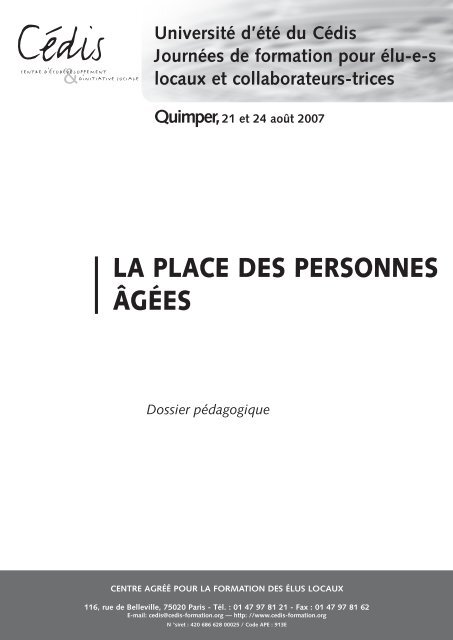 LA PLACE DES PERSONNES ÃGÃES - CÃ©dis Formation