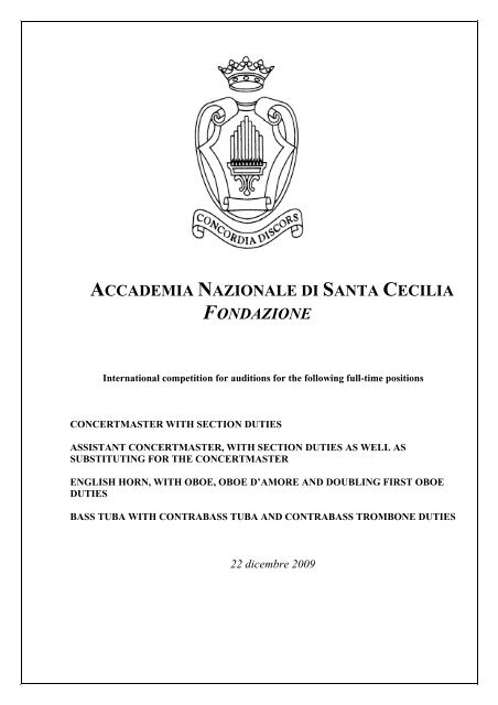 ACCADEMIA NAZIONALE DI SANTA CECILIA FONDAZIONE